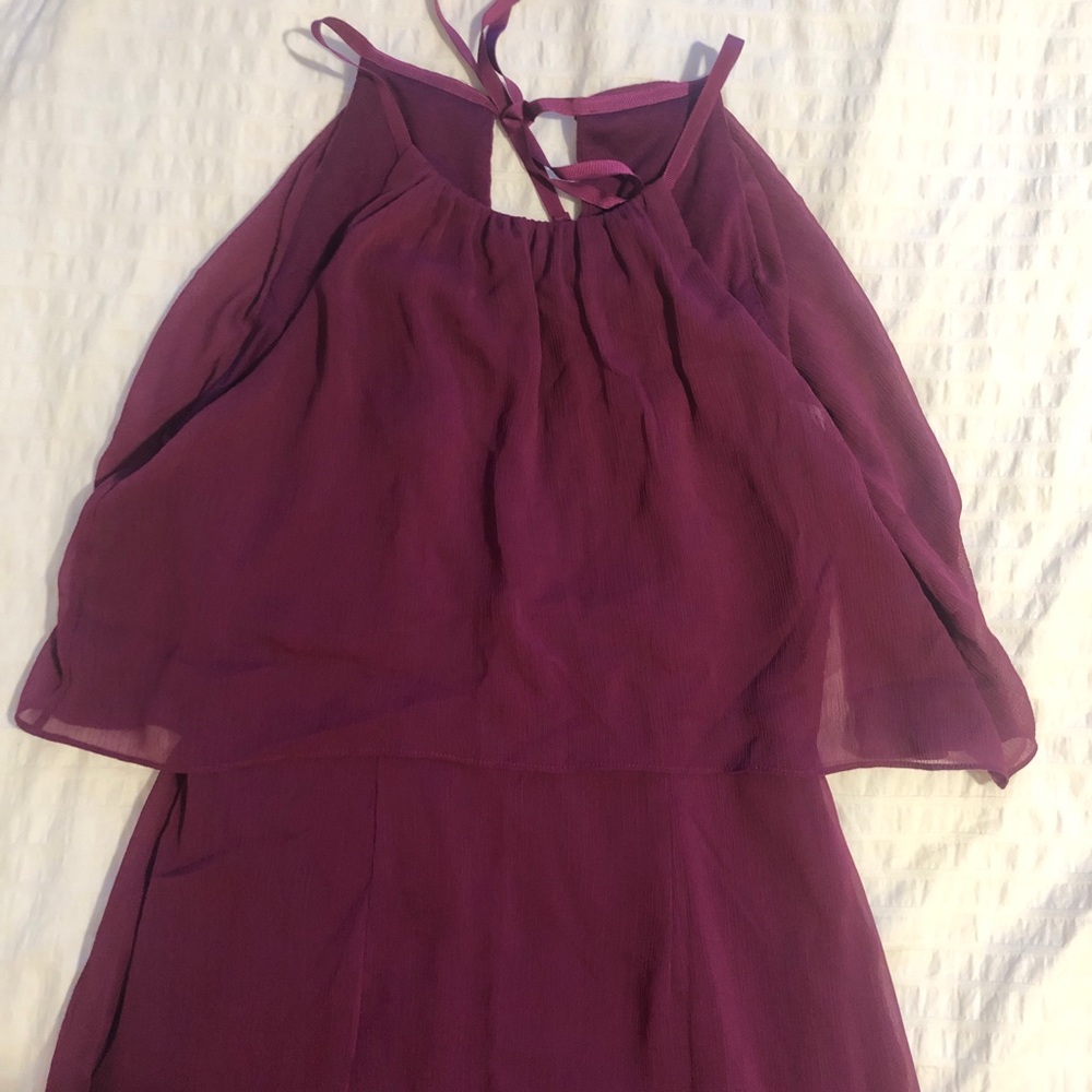 Sleeveless Wine sangria halter flowy prom evening formal long dress size 8 - Picture 4 of 9